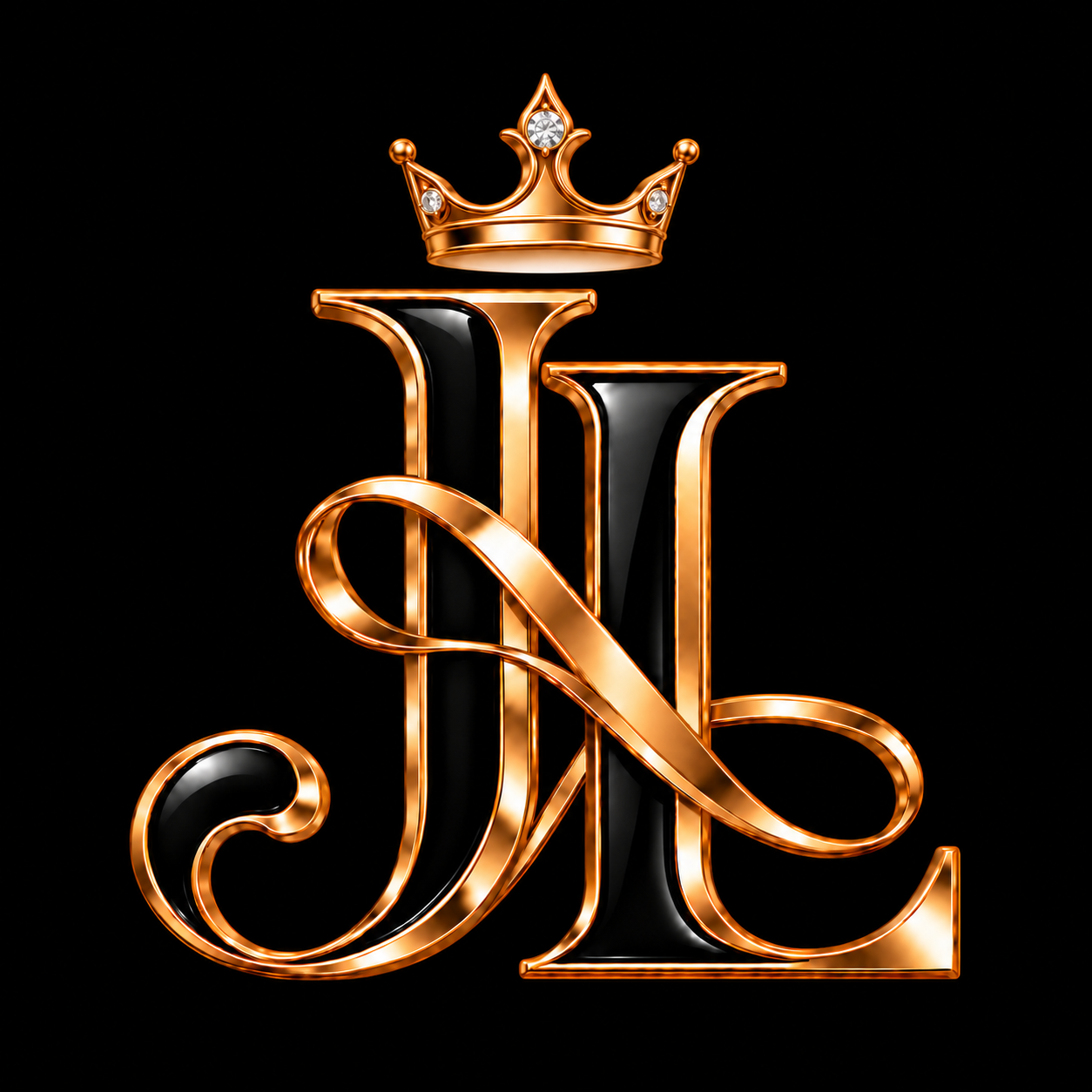Monograma JL preto e dourado da Juh Lingerie